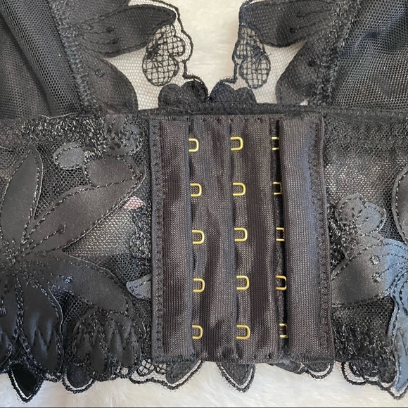 Victoria Secret Black Floral Longline Bralette - Picture 8 of 9